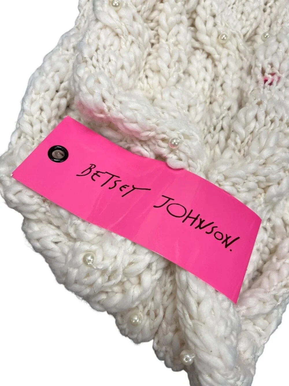 Betsey Johnson womens white cream beaded neck scarf One Size SKU 10-648
